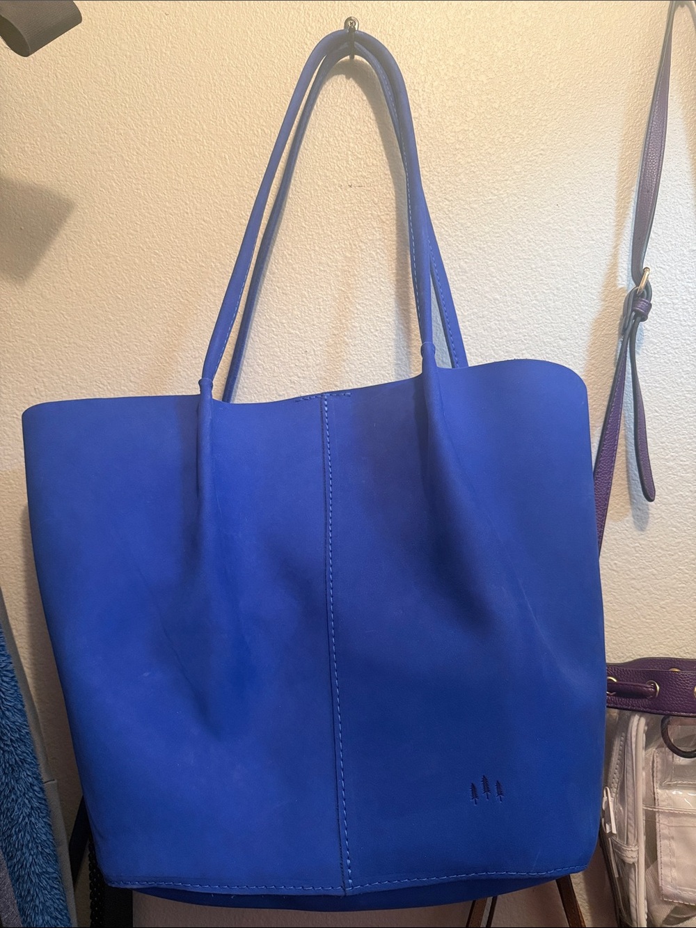 Portland Leather Goods OS Devan Brushed Leather Blue Joy Nubuck Suede